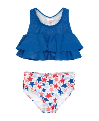 Rufflebutts Baby Girls Flounce Bikini In Blue