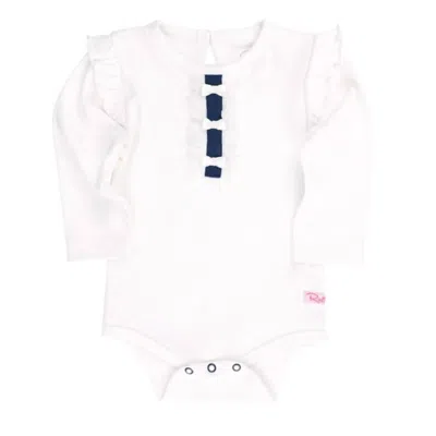Rufflebutts Kids' Baby Girls Henley Flutter Onesie In White In Animal Print