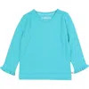 Rufflebutts Baby Girls Knit Long Sleeve Ruffle Layering Tee In Bright Aqua