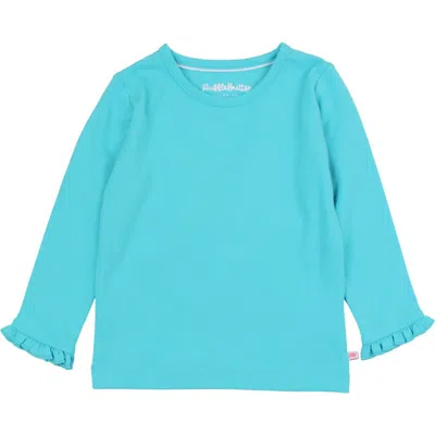 Rufflebutts Baby Girls Knit Long Sleeve Ruffle Layering Tee In Bright Aqua