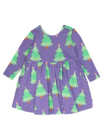 Rufflebutts Baby Girls Knit Long Sleeve Twirl Dress In Blue