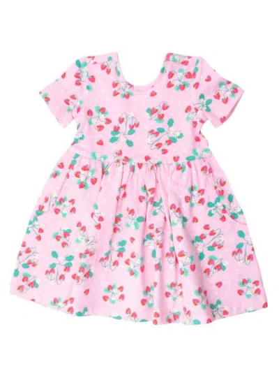Rufflebutts Baby Girls Knit Short Sleeve Twirl Dress In Red