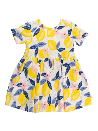 Rufflebutts Baby Girls Knit Short Sleeve Twirl Dress In Blue