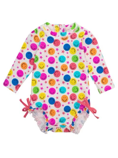 Rufflebutts Baby Girls Long Sleeve Upf50+ One Piece Rash Guard