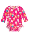 Rufflebutts Toddler Girls Long Sleeve Upf50+ One Piece Rash Guard