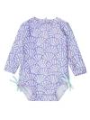 Rufflebutts Baby Girls Long Sleeve Upf50+ One Piece Rash Guard In Magical Mermaid