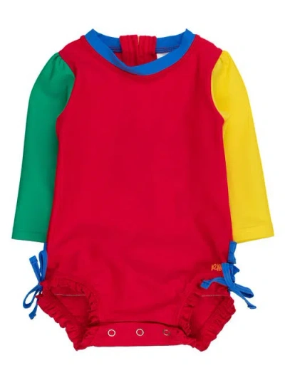 Rufflebutts Baby Girls Long Sleeve Upf50+ One Piece Rash Guard In Multi