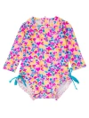 Rufflebutts Baby Girls Long Sleeve Upf50+ One Piece Rash Guard In Vibrant Neon