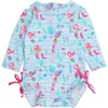 Rufflebutts Baby Girls Mermaid Long Sleeve Upf50+ One Piece Rash Guard In Blue