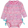 Rufflebutts Baby Girls Mermaid Long Sleeve Upf50+ One Piece Rash Guard In Multi