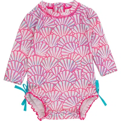 Rufflebutts Baby Girls Mermaid Long Sleeve Upf50+ One Piece Rash Guard In Multi
