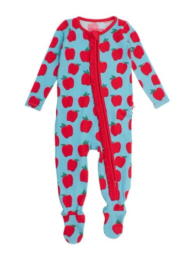 Rufflebutts Baby Girls Modal Blend Ruffle One Piece Footie Pajamas In Blue
