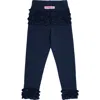 Rufflebutts Baby Girls Ruffle Leggings With Signature Rear Ruffles In Blue