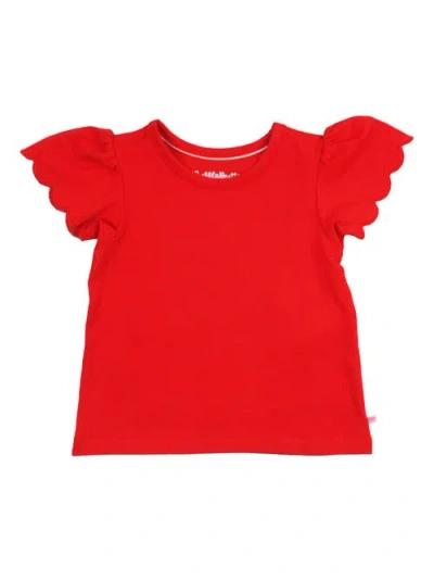 Rufflebutts Baby Girls Short Sleeve Scallop Tee In Red