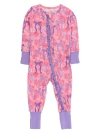Rufflebutts Baby Girls Softsnooze Convertible Ruffle One Piece Pajama In Pink