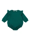 Rufflebutts Baby Girls Sweatshirt Bubble Romper In Green