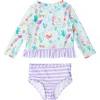 Rufflebutts Baby Girls Upf50+ Long Sleeve Rash Guard Bikini In Blue