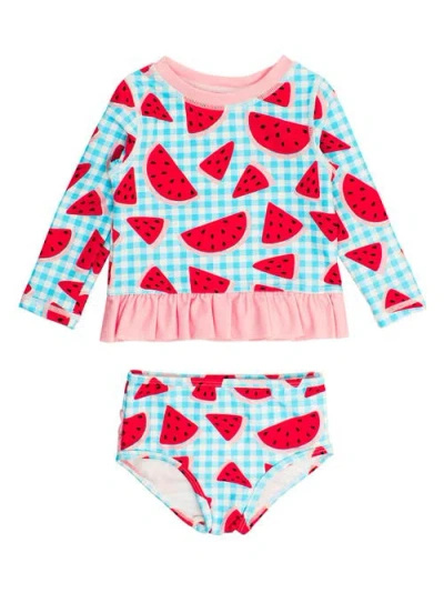 Rufflebutts Baby Girls Upf50+ Long Sleeve Rash Guard Bikini In Multi