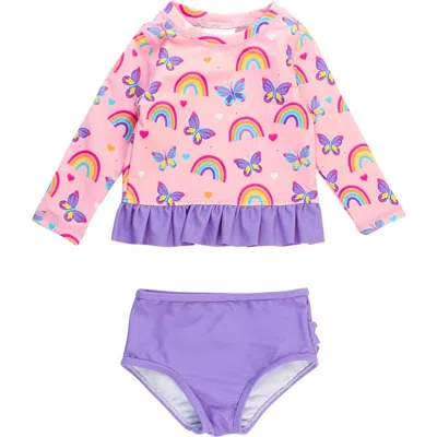 RUFFLEBUTTS RUFFLEBUTTS BABY GIRLS UPF50+ LONG SLEEVE RASH GUARD BIKINI