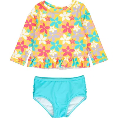 Rufflebutts Baby Girls Upf50+ Long Sleeve Rash Guard Bikini In Endless Summer Floral