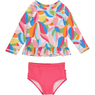 Rufflebutts Baby Girls Upf50+ Long Sleeve Rash Guard Bikini In Multi