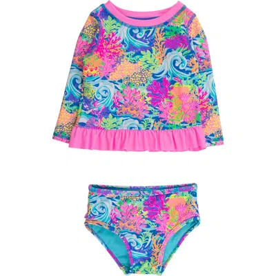 Rufflebutts Baby Girls Upf50+ Long Sleeve Rash Guard Bikini In Multi