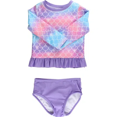 Rufflebutts Baby Girls Upf50+ Long Sleeve Rash Guard Bikini In Multi