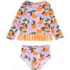 Rufflebutts Baby Girls Upf50+ Long Sleeve Rash Guard Bikini In Purple