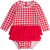 Rufflebutts Baby Girls Upf50+ Long Sleeve Skirted One Piece Rash Guard