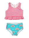 Rufflebutts Baby Girls Upf50+ Peplum Tankini In Catching Rainbows