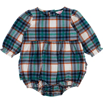 Rufflebutts Baby Girls Woven Long Sleeve Bubble Romper In Blue