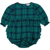 Rufflebutts Baby Girls Woven Long Sleeve Bubble Romper In Green