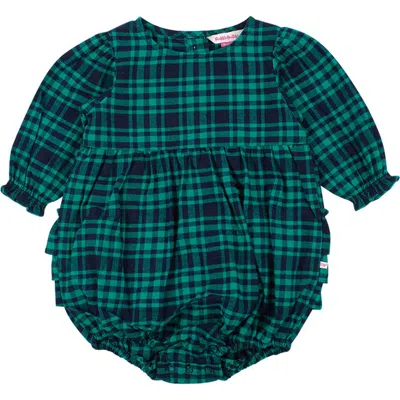 Rufflebutts Baby Girls Woven Long Sleeve Bubble Romper In Green