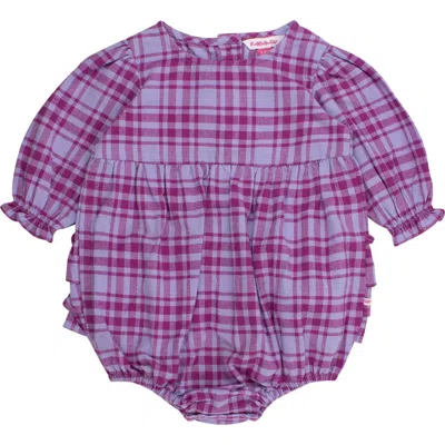 Rufflebutts Baby Girls Woven Long Sleeve Bubble Romper In Purple