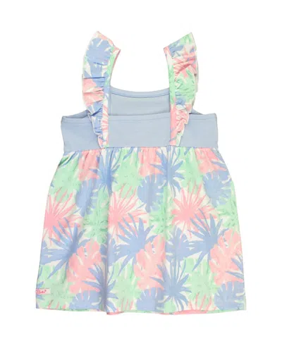 Rufflebutts Baby Ruffle Strap Mixed Print Dress In Pastel Palms