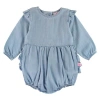 Rufflebutts Baby Toddler Girls Long Sleeve Flutter Bubble Romper In Blue