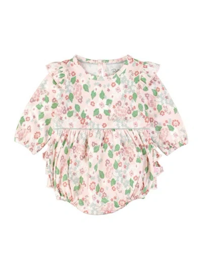 Rufflebutts Baby Toddler Girls Long Sleeve Flutter Bubble Romper In Blushing In Pink