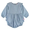 Rufflebutts Baby Toddler Girls Long Sleeve Flutter Bubble Romper In Denim