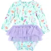 Rufflebutts Baby + Toddler Girls Upf50+ Tulle Skirted One Piece Rash Guard