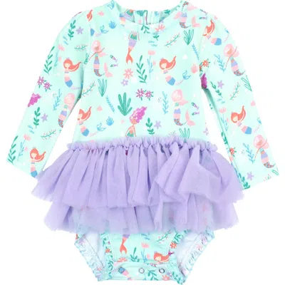 Rufflebutts Baby + Toddler Girls Upf50+ Tulle Skirted One Piece Rash Guard