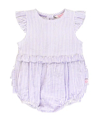 Rufflebutts Baby Toddler Sleeveless Waist Ruffle Romper In Lavender Seersucker
