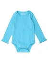 Rufflebutts Baby/toddler Girls Knit Long Sleeve Ruffle Layering Bodysuit In Bright Aqua
