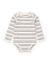 Rufflebutts Baby/toddler Girls Knit Long Sleeve Ruffle Layering Bodysuit In Dahlia Stripe