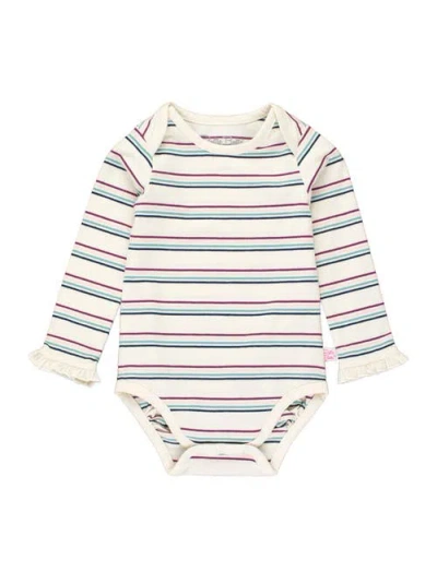 Rufflebutts Baby/toddler Girls Knit Long Sleeve Ruffle Layering Bodysuit In Dahlia Stripe