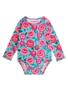 Rufflebutts Baby/toddler Girls Knit Long Sleeve Ruffle Layering Bodysuit In Multi