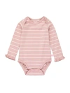 Rufflebutts Baby/toddler Girls Knit Long Sleeve Ruffle Layering Bodysuit In Soft Mauve And Ivory Stripe