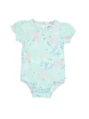 Rufflebutts Baby/toddler Girls Knit Puff Short Sleeve Bodysuit In Green
