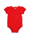 Rufflebutts Baby/toddler Girls Knit Puff Short Sleeve Bodysuit In Red