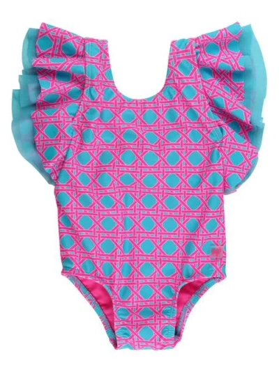 Rufflebutts Kids'  Baby/toddler Girls Upf50+ Sun Protected Butterfly One Piece In Brown
