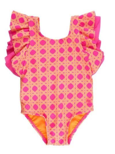 Rufflebutts Kids'  Baby/toddler Girls Upf50+ Sun Protected Butterfly One Piece In Pink